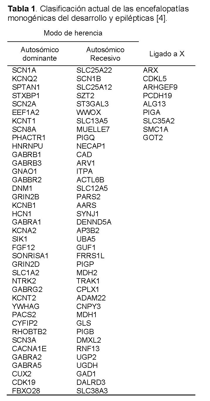 Encefalopatía epiléptica y genes asociados